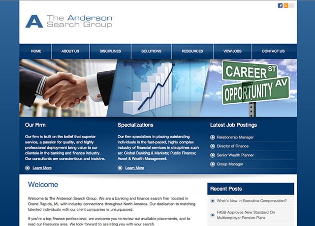 Website Design and Development for Anderson Search Group by The Imagination Factory